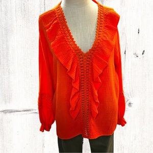 NWT Italian Brand Yolly Orange Cotton Top - O/S